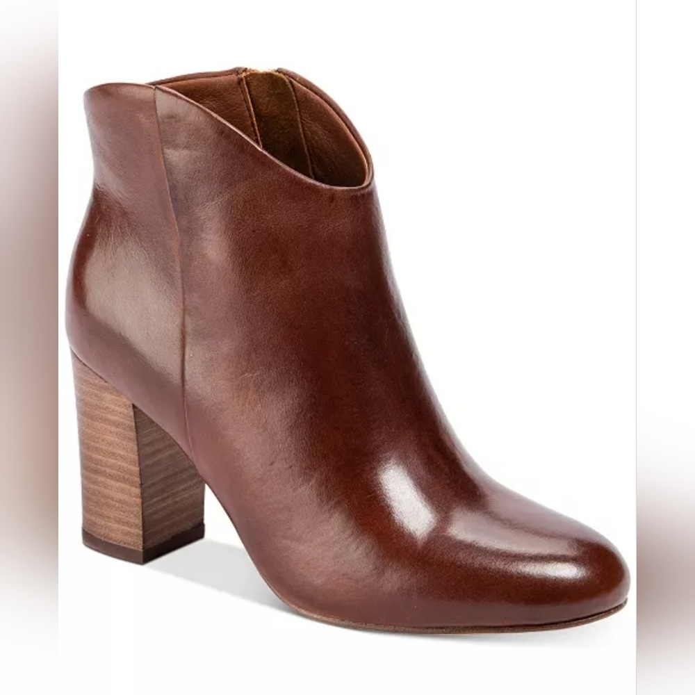 NWOT Lucce Lane Alyce - Man Made Brown Upper Leather Ankle Boots Size Zipper